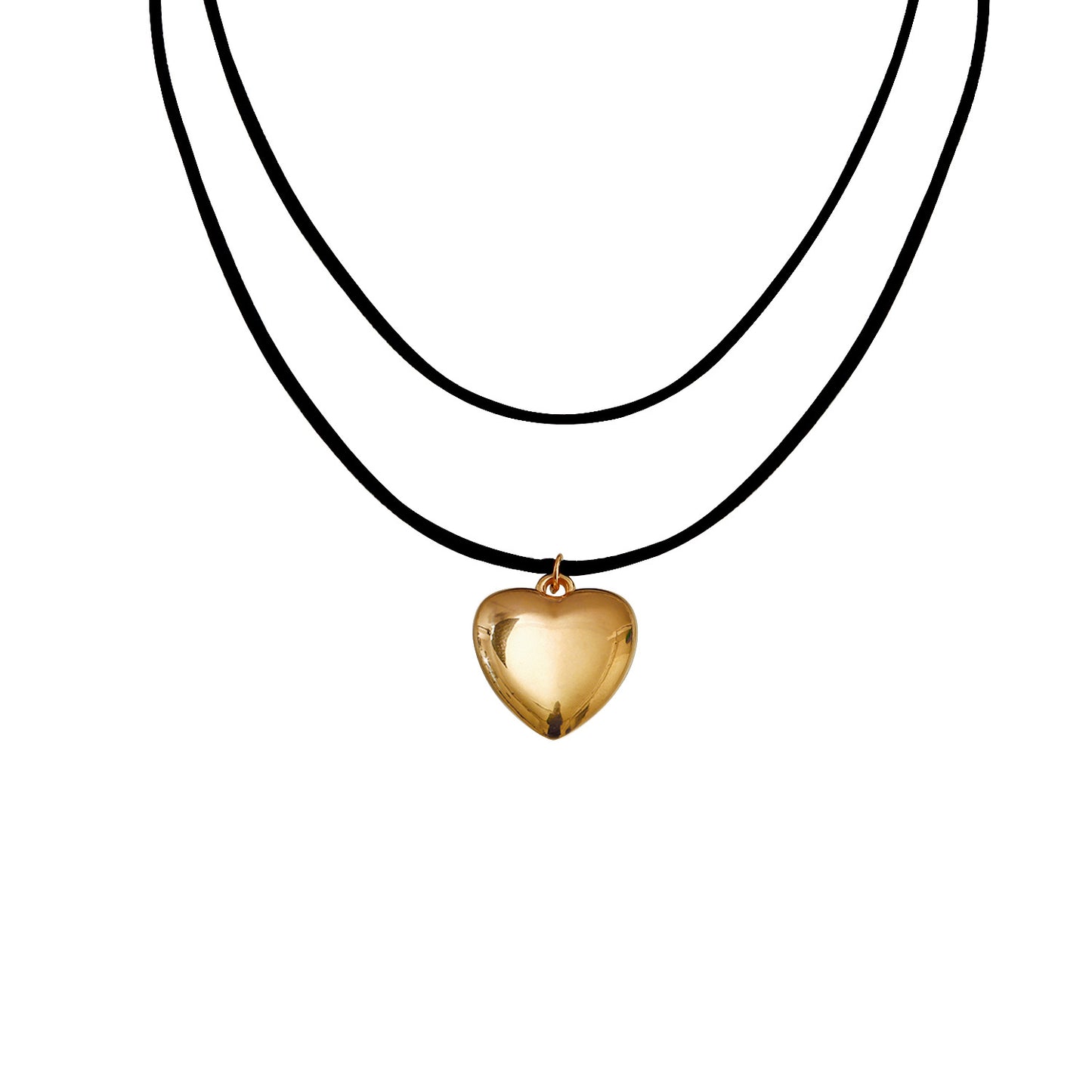 Adjustable Korean Velvet Choker with Big Heart Pendant Necklace