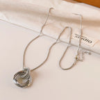 Wrapped Circle Pendant Layered Necklace