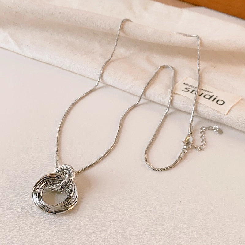 Wrapped Circle Pendant Layered Necklace