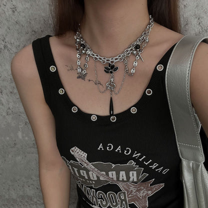 Dark Heavy Lotus Snake Pendant Necklace