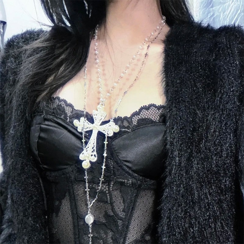Gothic Punk Double-layer Cross Sweet Cool Necklace Main image