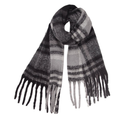 New Autumn Winter Thickened Coarse-tassel Plaid Warm Scarf