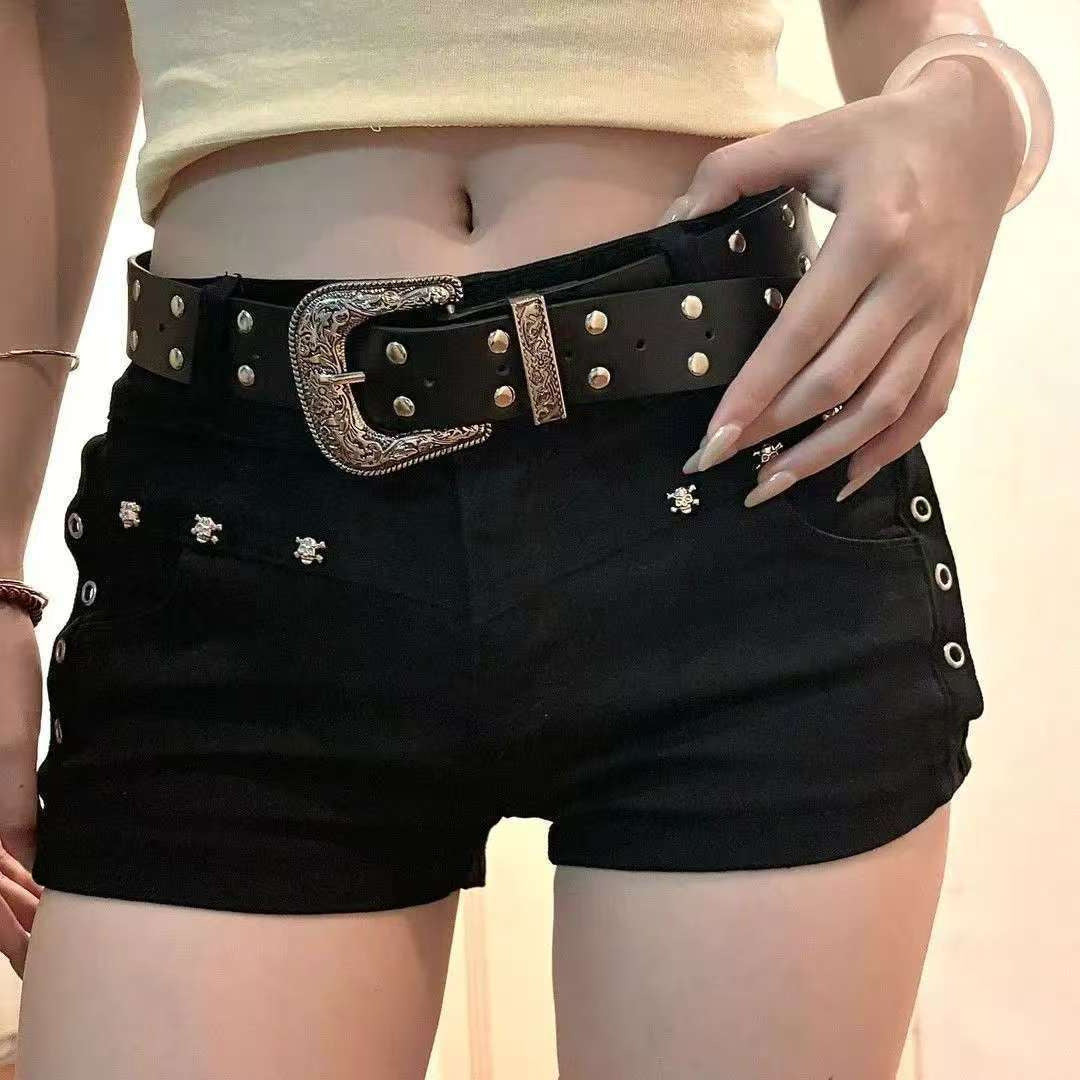 Stretch Bodycon Rivet Low Rise Shorts Main image