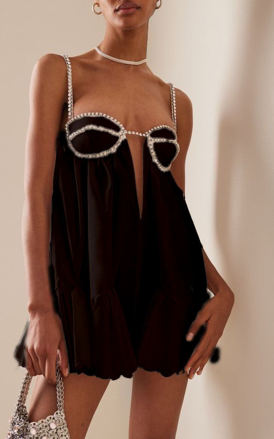 Pleated Rhinestone Cami Mini Dress Main image