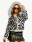 Zebra Faux Fur Trim Zip Hoodie