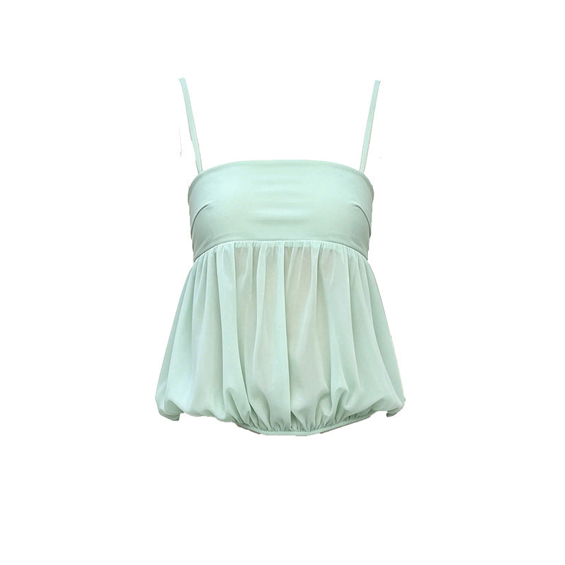 Sheer Strapless Panel Cami Crop Top