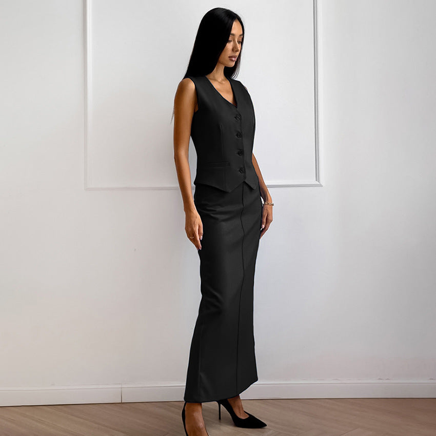 Elegant Stylish Black Chic Feminine Comfortable Relaxed Versatile Fall Suit Secondary image