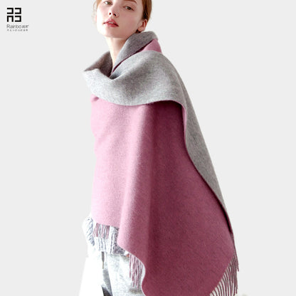 Heavyweight Thickened Pure-wool Autumn Winter Double-sided Scarf