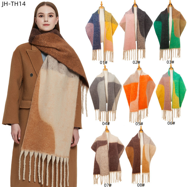 Thickened Cape Autumn Winter Loop-yarn Geometric Scarf Secondary image