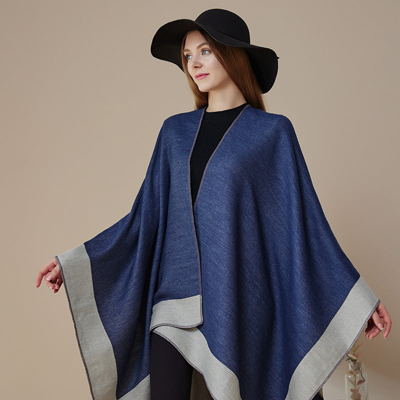 Plain-colored Double-sided Cape Autumn Winter Simple Scarf