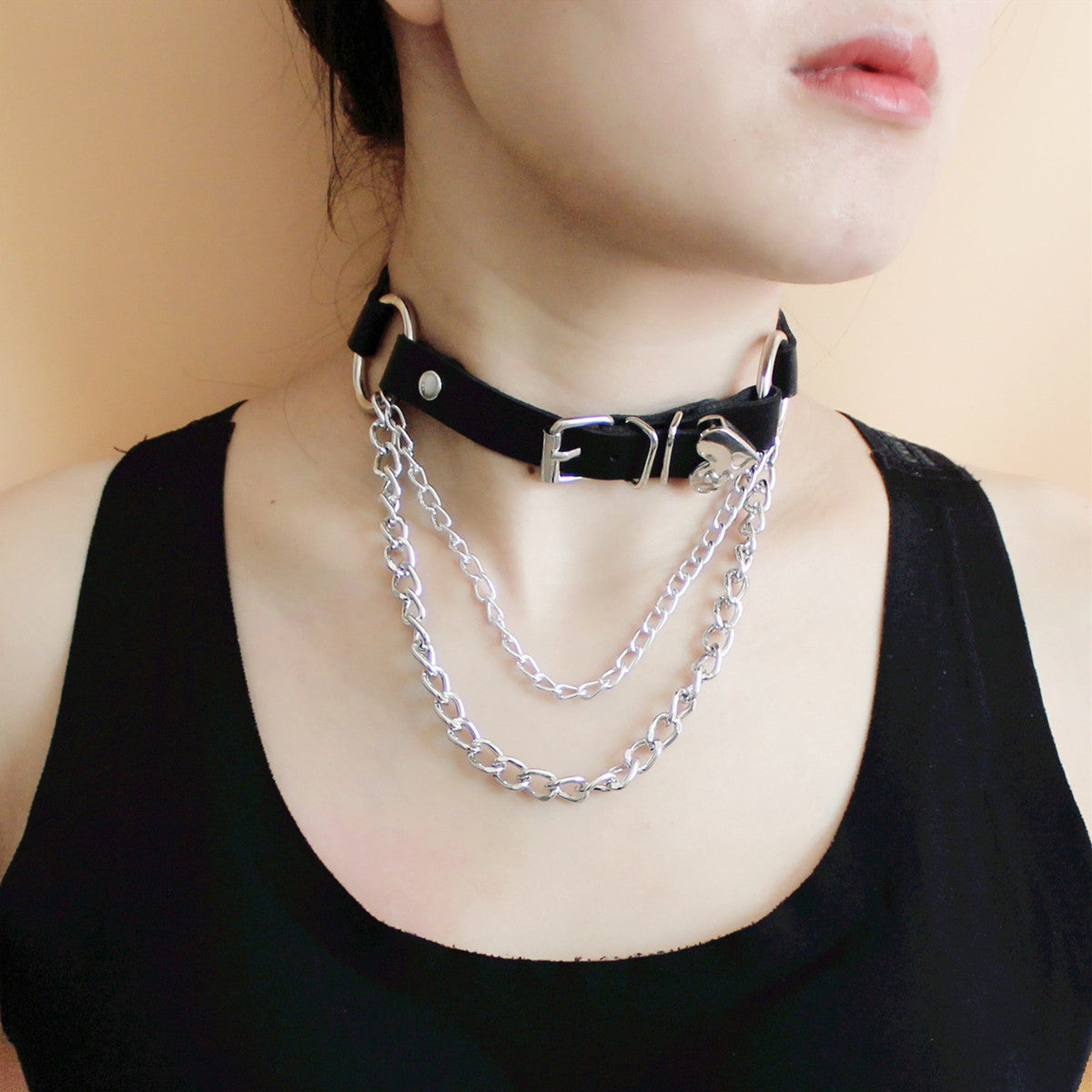 Punk Gothic PU Leather Irregular Choker Necklace Secondary image