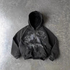 Graffiti Print Long Sleeve Zip Hoodie