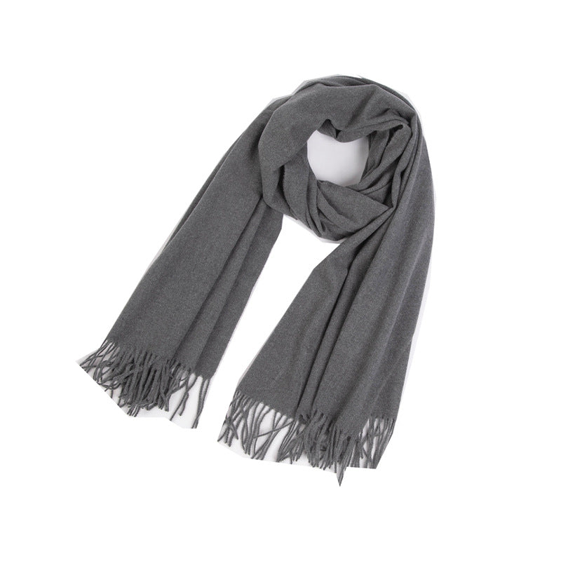 New Autumn Winter Full-polyester Tassel Solid-colored Versatile Scarf