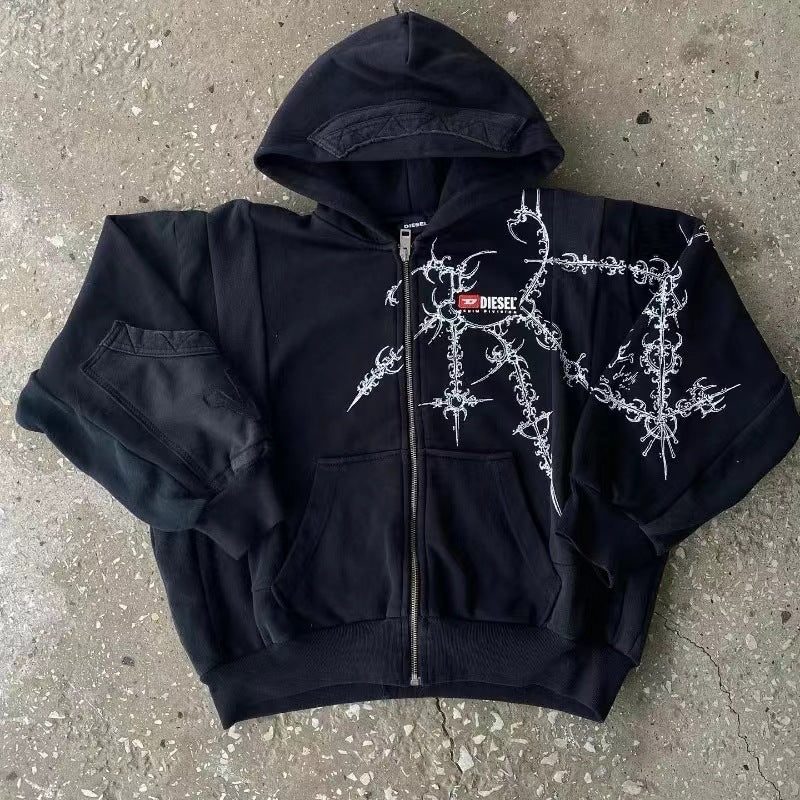 Skull Butterfly Graphic Print Zip Hoodie Main image