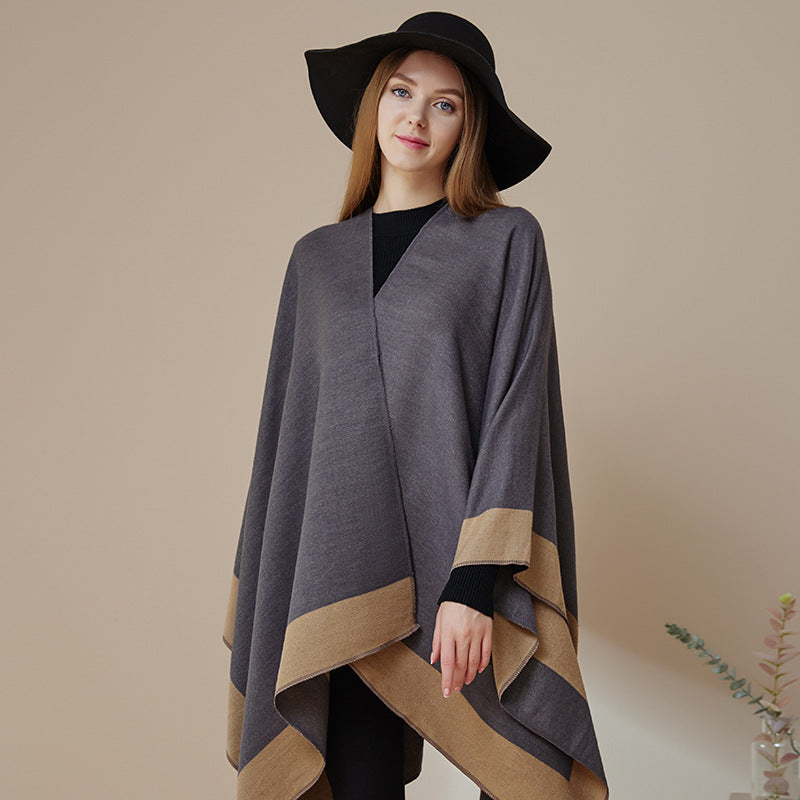 Plain-colored Double-sided Cape Autumn Winter Simple Scarf Main image