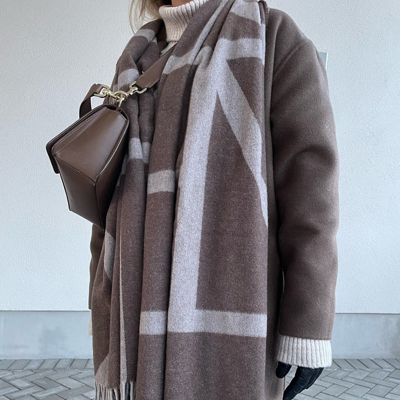 Nordic Unique Thick Geometric Warm Wool Cozy Scarf Secondary image