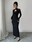 Sheer Lace High Neck Cutout Maxi Dress