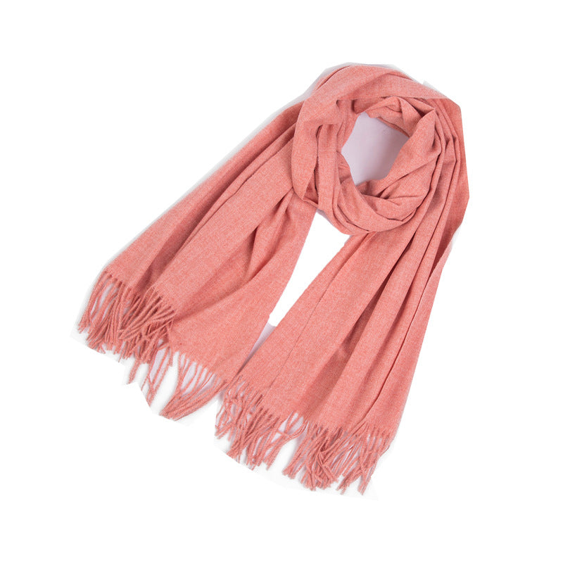 New Autumn Winter Full-polyester Tassel Solid-colored Versatile Scarf