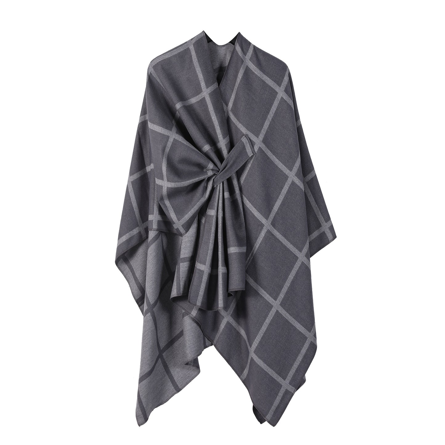 Best-selling Side-tied Plaid Split Cape Warm Cross-border Scarf