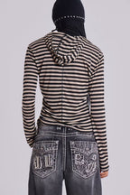 Y2K Lightweight Retro Striped Pullover Hoodie