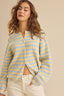Contrast Stripe Striped Long Sleeve Cardigan Knit Top