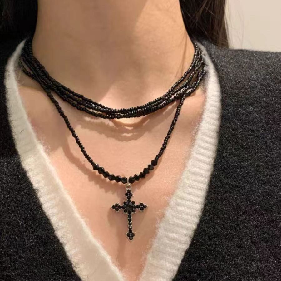 Dark Princess Cross Layered Sweet Cool Punk Beaded Personality Necklace Main image