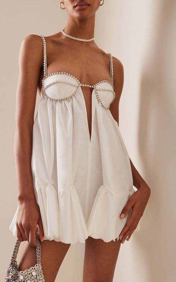 Pleated Rhinestone Cami Mini Dress Secondary image