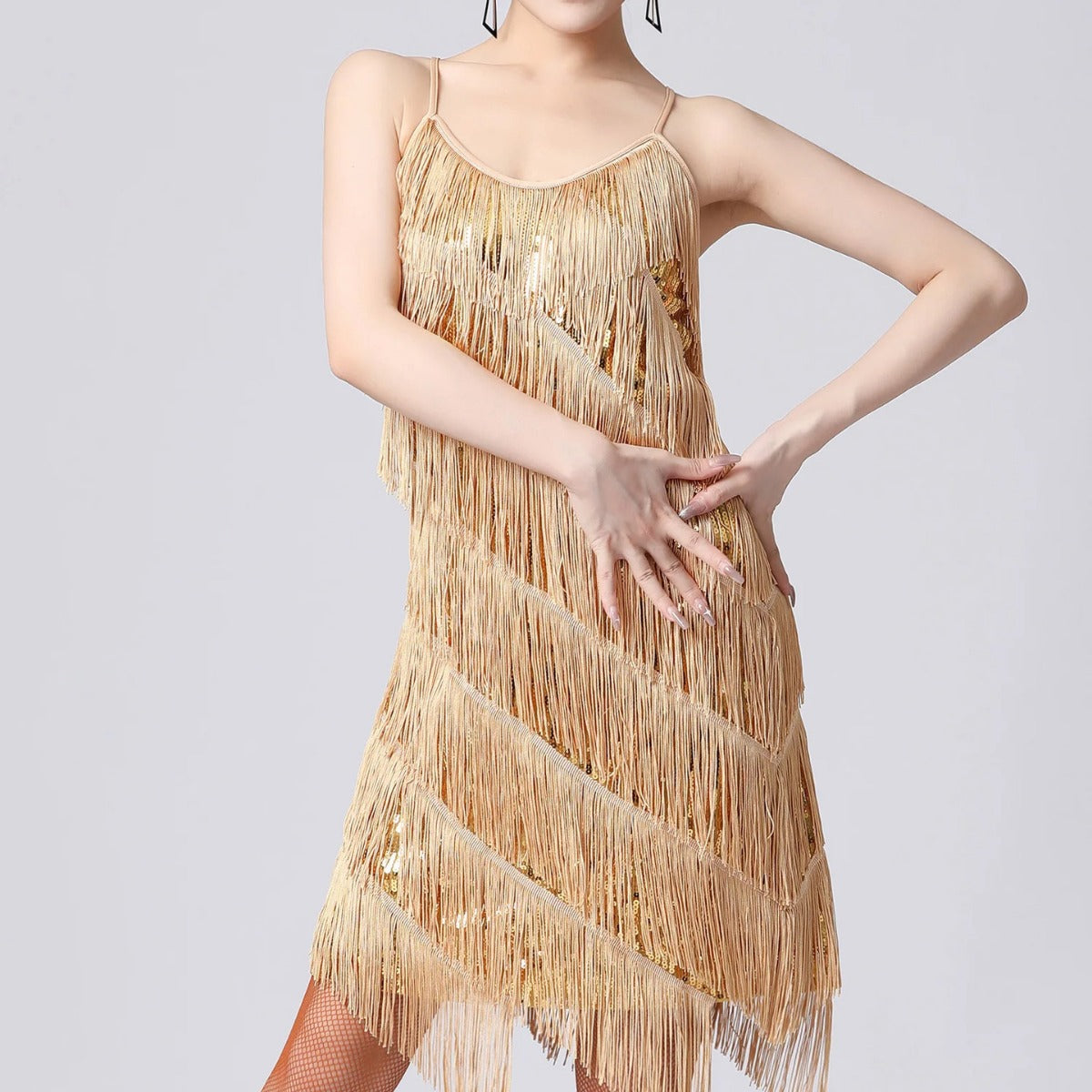 Tassel Sequin Spaghetti Strap Cocktail Dress Main image