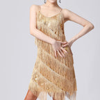 Tassel Sequin Spaghetti Strap Cocktail Dress