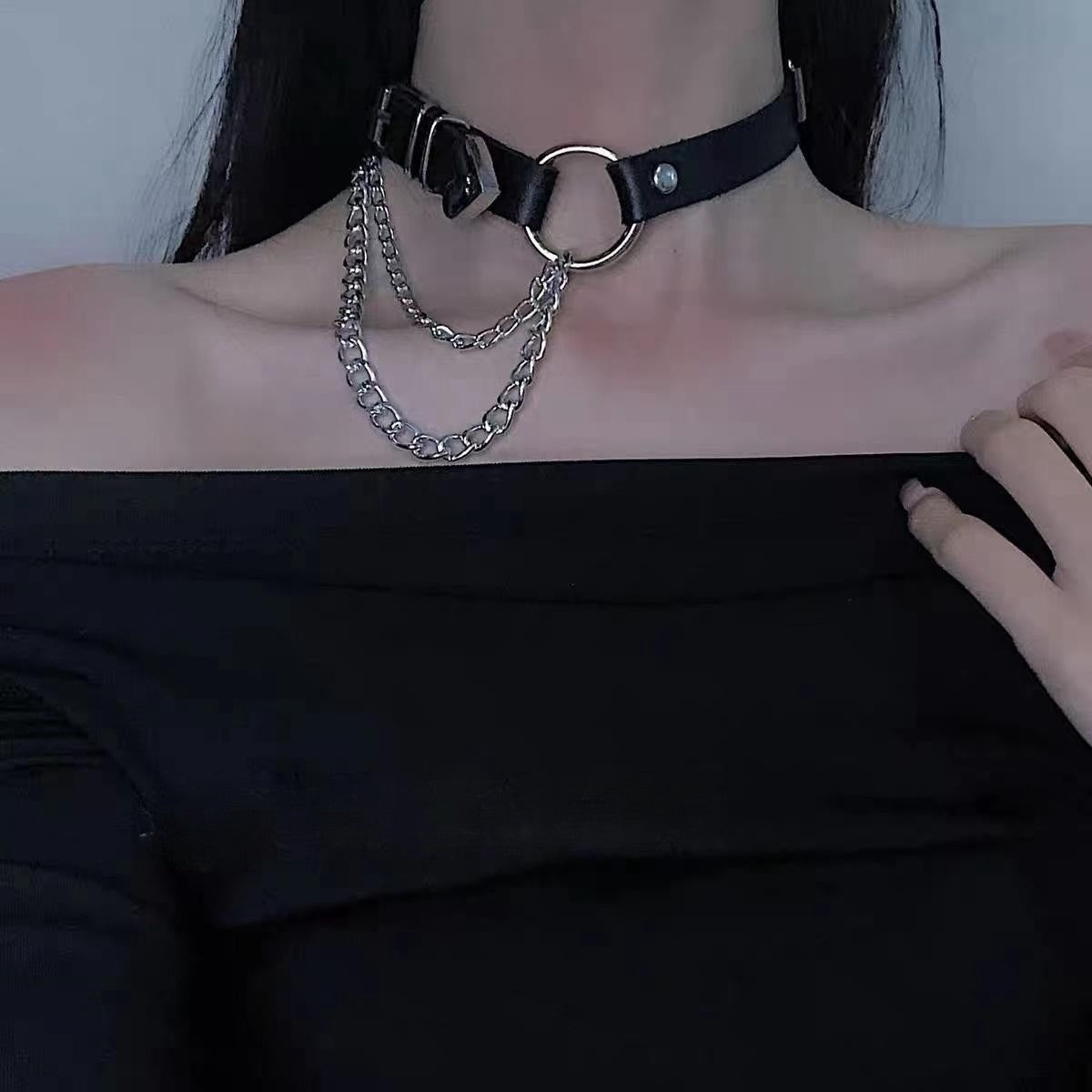 Punk Gothic PU Leather Irregular Choker Necklace Main image