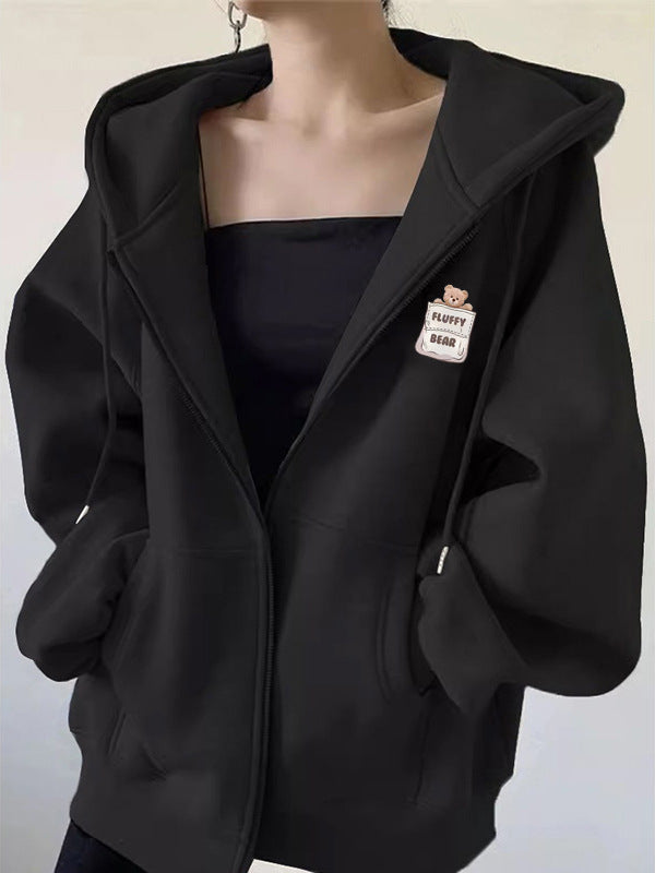 Fleece Lined Zip Printed Baseball Hoodie Secondary image