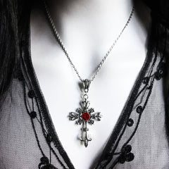 Baroque Gothic Large Silver Cross Pendant Wholesale Necklace
