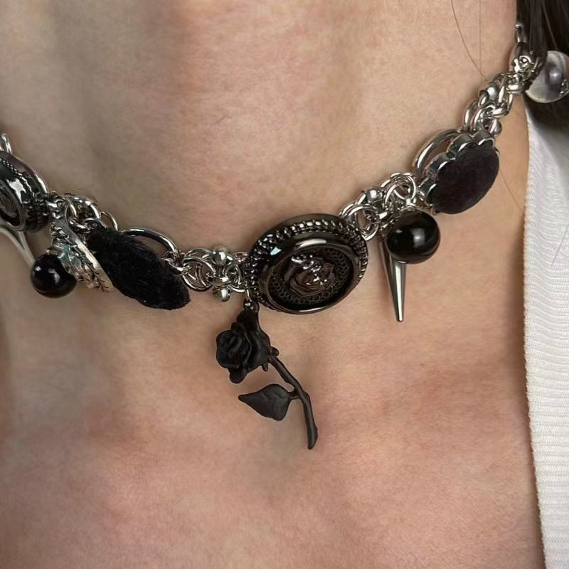 Original Thorn Rose Chinese Velvet Steel Punk Necklace Secondary image