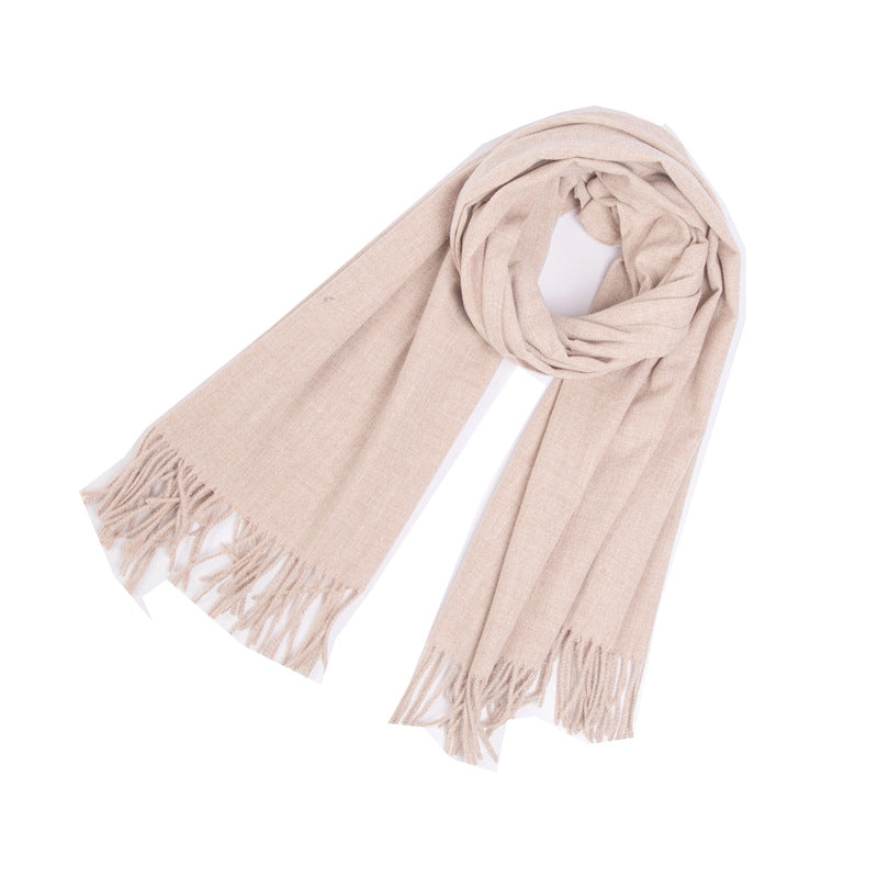 New Autumn Winter Full-polyester Tassel Solid-colored Versatile Scarf