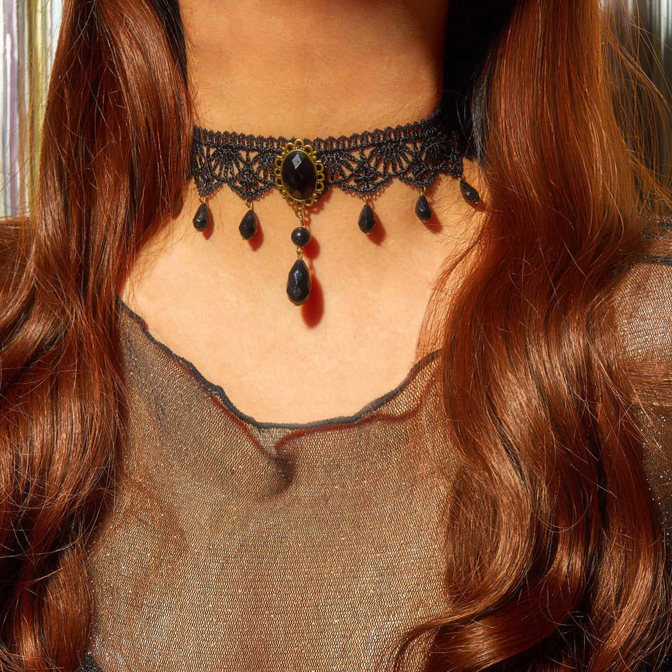 Creative Gothic Crystal Lace Layered Retro Personality Choker Necklace Main image