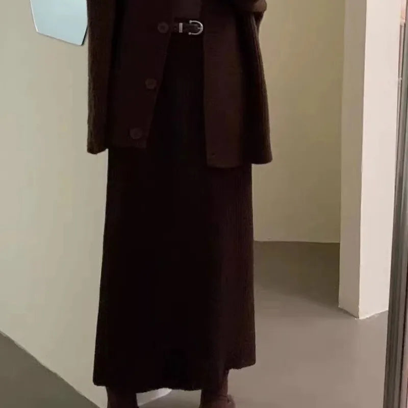 Knitted Solid Autumn Winter Fashion Thick Chic A-line Skirt Main image