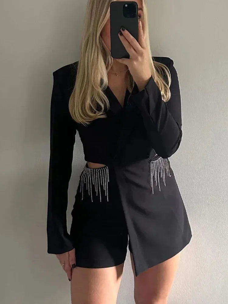 Patchwork Long Sleeve Hollow Out Slimming New Designer Blazer Main image
