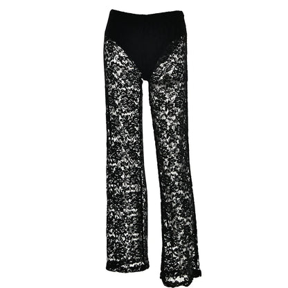 Floral Sheer Gothic Wild Patchwork Straight Transparent Summer Streetwear Pants