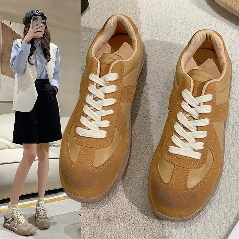 Outdoor Jogging Sneakers Women Suede Leather Patchwork Running Shoes Woman High Quality Lace Up Round Toe Leisure Trainers Main image