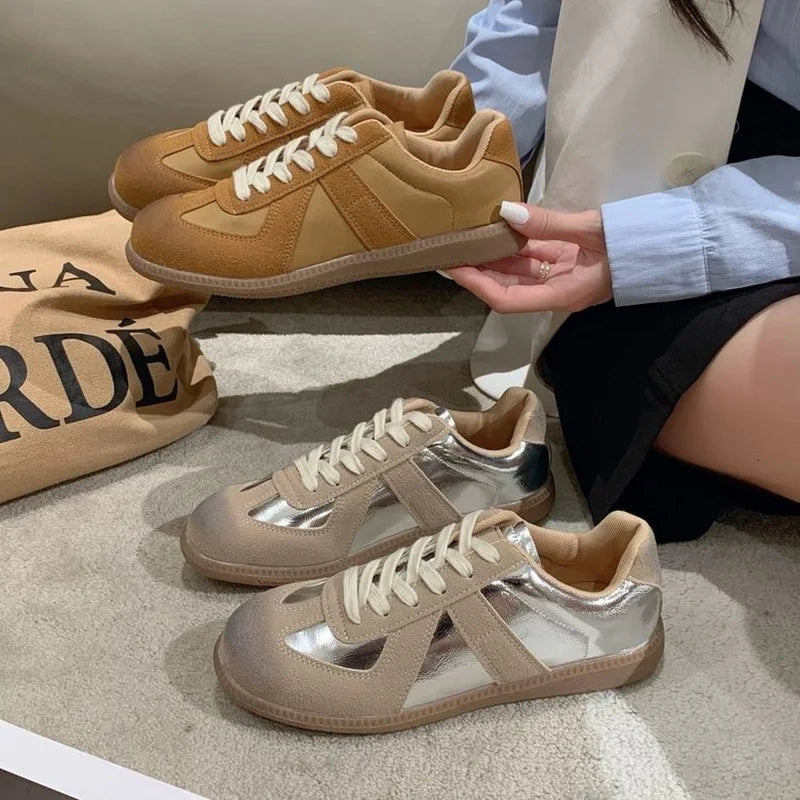 Outdoor Jogging Sneakers Women Suede Leather Patchwork Running Shoes Woman High Quality Lace Up Round Toe Leisure Trainers Secondary image