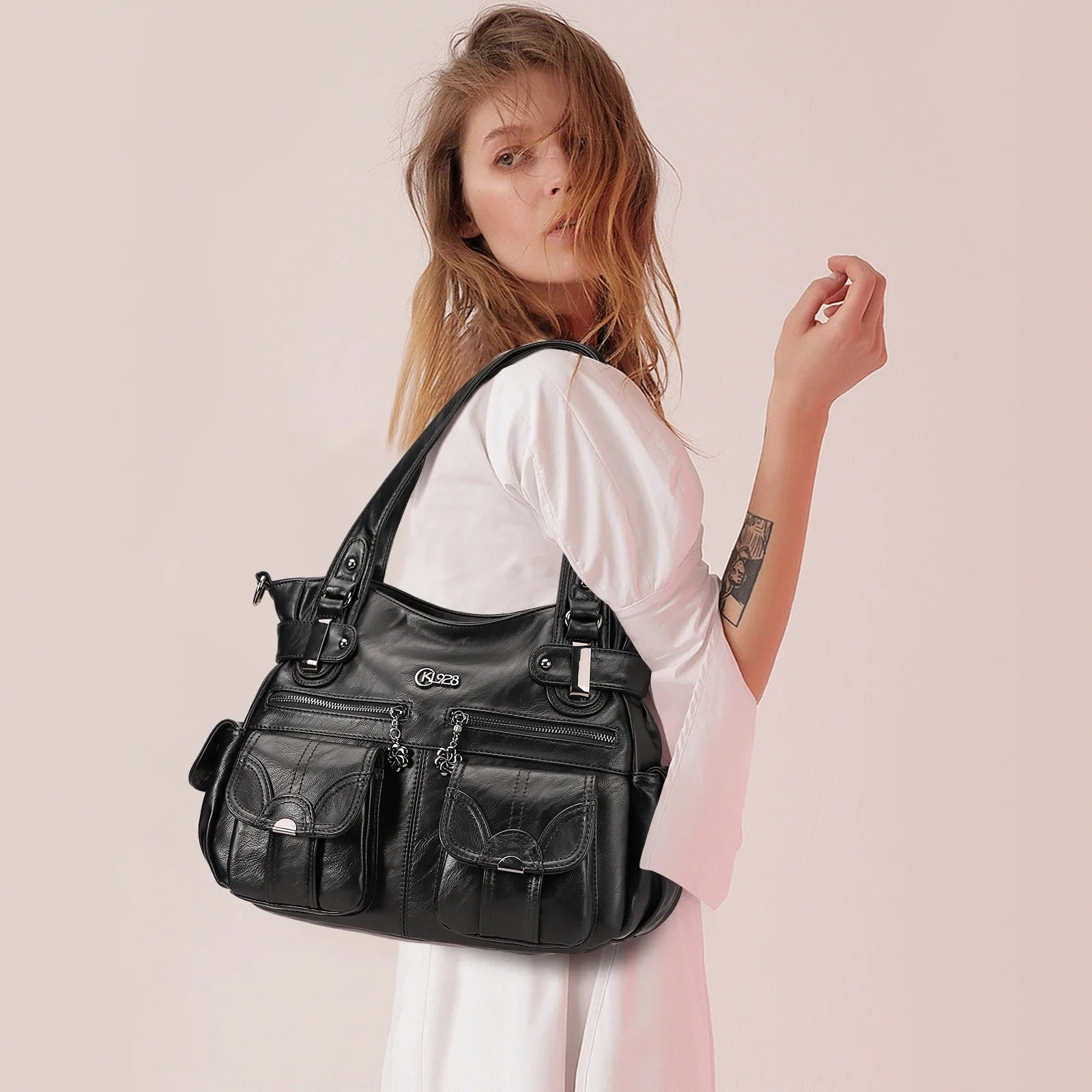 PU Leather Large Designer Women Tote Messenger Crossbody Shoulder Bag Main image