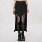 Women's Gothic Style A-shaped Design Jacquard Dark Asymmetrical Personality  Long Skirt