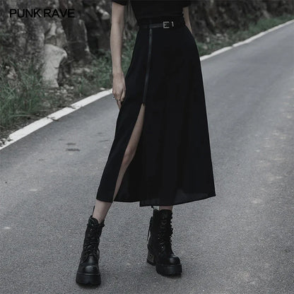 Women's Minimalist Thin Two-wear A Pendulum Chiffon Half Detachable Belt High Waist Long Skirt