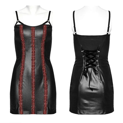 Rivet Webbing Slim Fit Sexy Adjustable Party Club Mini Gothic Dress