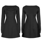 Punk Two-piece Fitting A-shape  Charming Elasticity Slim Black Gothic Dress