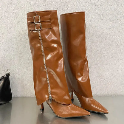 Modern Elegant Stylish Trendy Fashionable Comfortable Pointed Toe Knee High Boots