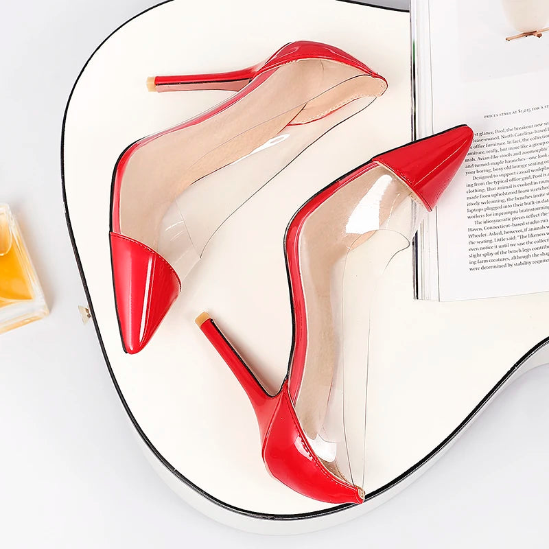 Patent Leather Transparent Versatile Elegant  Single High Heel