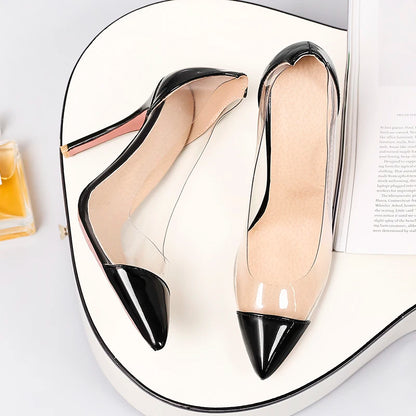 Patent Leather Transparent Versatile Elegant Sexy Single High Heel