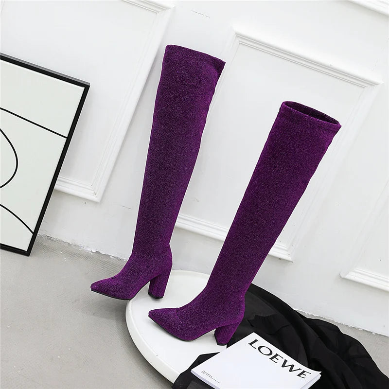 Stylish Elegant Trendy Comfortable Fashionable Chic Pointed Toe Knee High Boots Secondary image