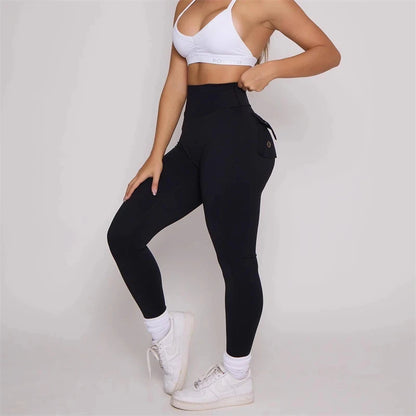 Pockets High Waist Solid Butt Lifting Coquette Exercise Sporty Leggings